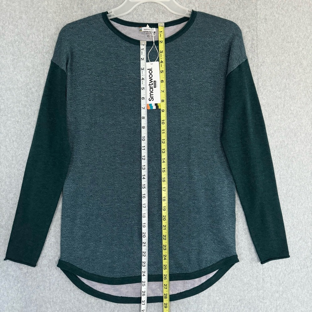 Smartwool Shadow Pine Colorblock Sweater Womens XS Mist Twilight Blue Marled - Picture 10 of 15